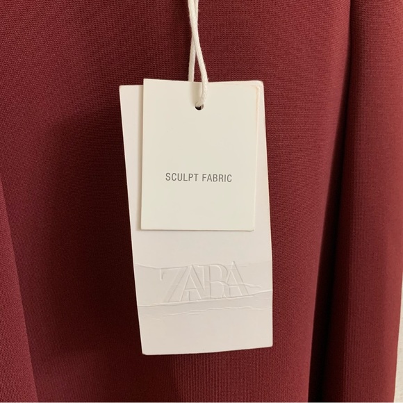 ZARA Bodycon Sculpt Fabric Burgundy Strappy Dress Long Small - Picture 4 of 5